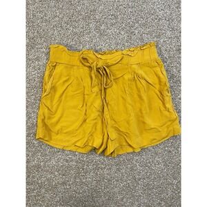 Ambiance Apparel Gold Yellow Tie Waist Ruffle Casual Shorts - Women's M
